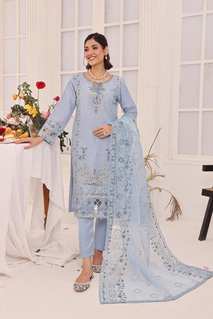 Sadabahar Vol-2 Stitched Luxury Formal Embroidered Organza With Fancy Embroidered Cutwork Dupatta SAD-001
