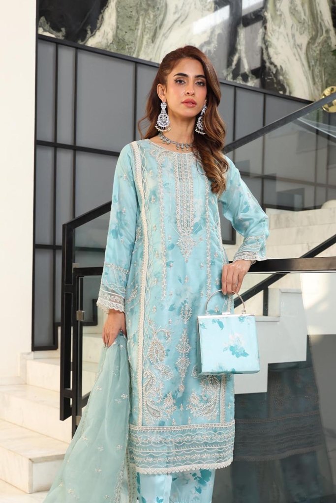 Kahf Semi Stitched Luxury Collection With Adda Takai Hand Embllishment On Shirt Complimentary Clutch  KAH-001