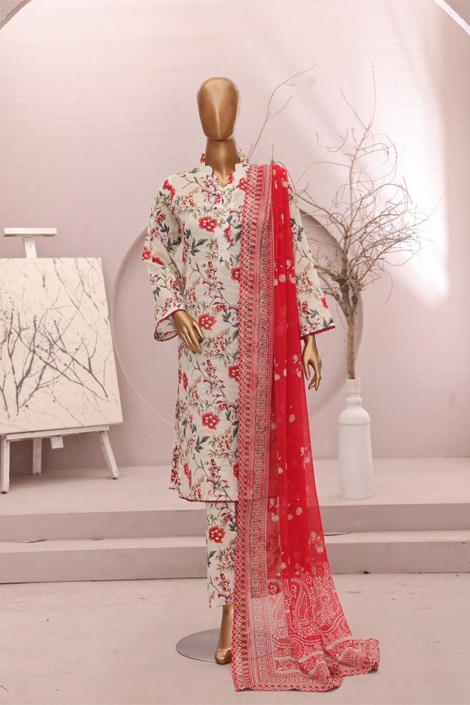 Dr Print Vol 13 Unstitched Digital Printed Doriya Lawn With Digital Printed Bamber Chiffon Duppata DPR-057