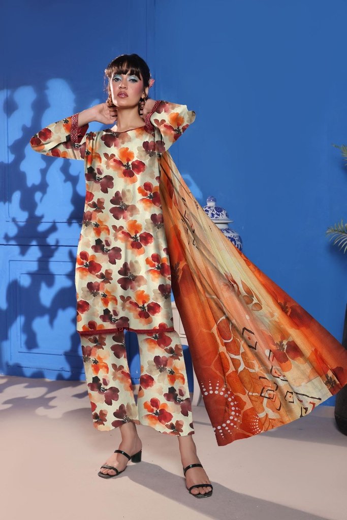 Dr Print Vol 9 Unstitched Digital Printed Doriya Lawn With Digital Printed Voil Duppata DPR-037