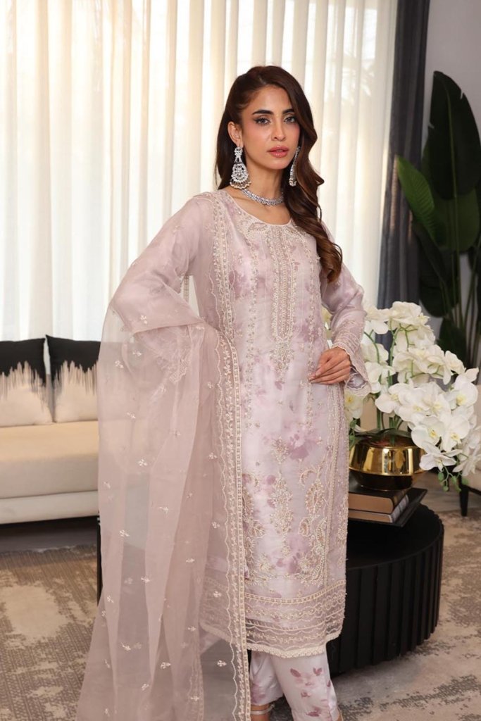 Kahf Semi Stitched Luxury Collection With Adda Takai Hand Embllishment On Shirt Complimentary Clutch  KAH-002