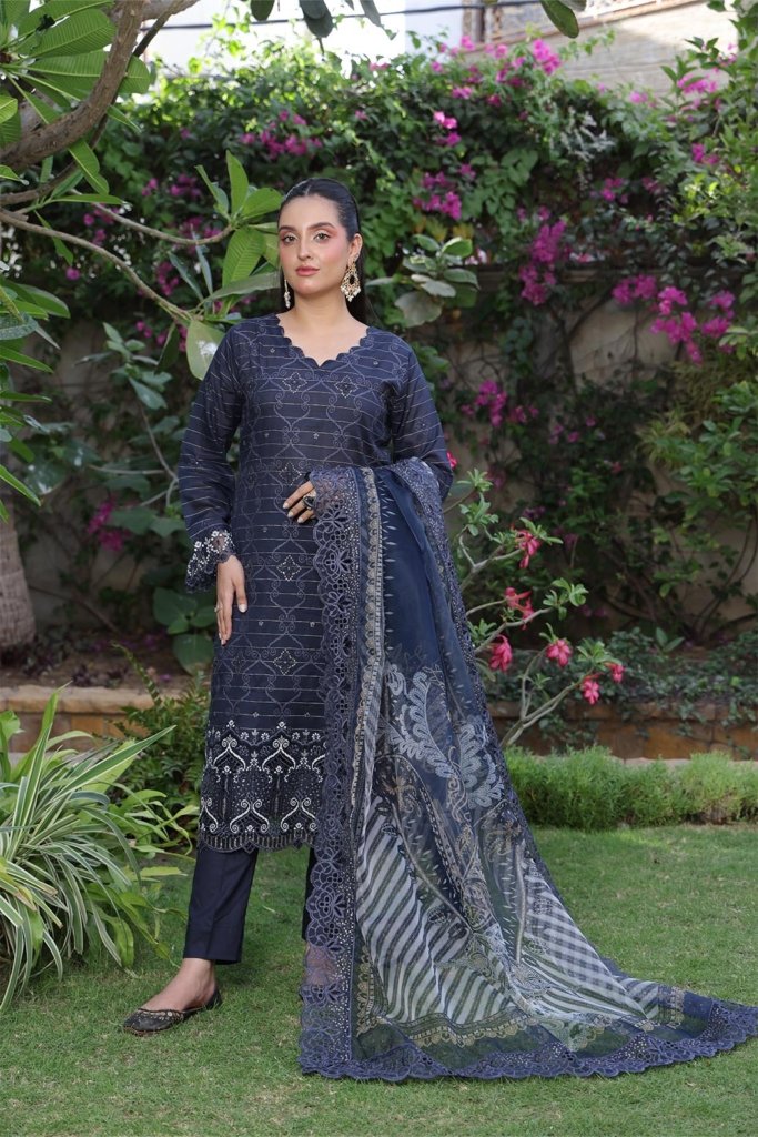 BUNAI VOL-02 Unstitched Embroidered Doriya Fancy Dobby Lawn With Fancy Duppata BUN-002