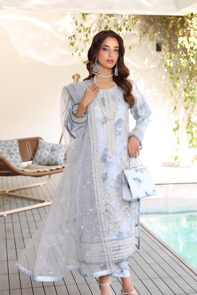 Kahf Semi Stitched Luxury Collection With Adda Takai Hand Embllishment On Shirt Complimentary Clutch  KAH-003