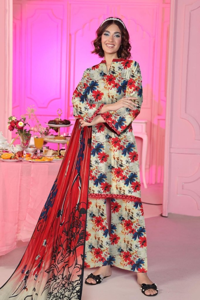 Dr Print Vol 9 Unstitched Digital Printed Doriya Lawn With Digital Printed Voil Duppata DPR-034