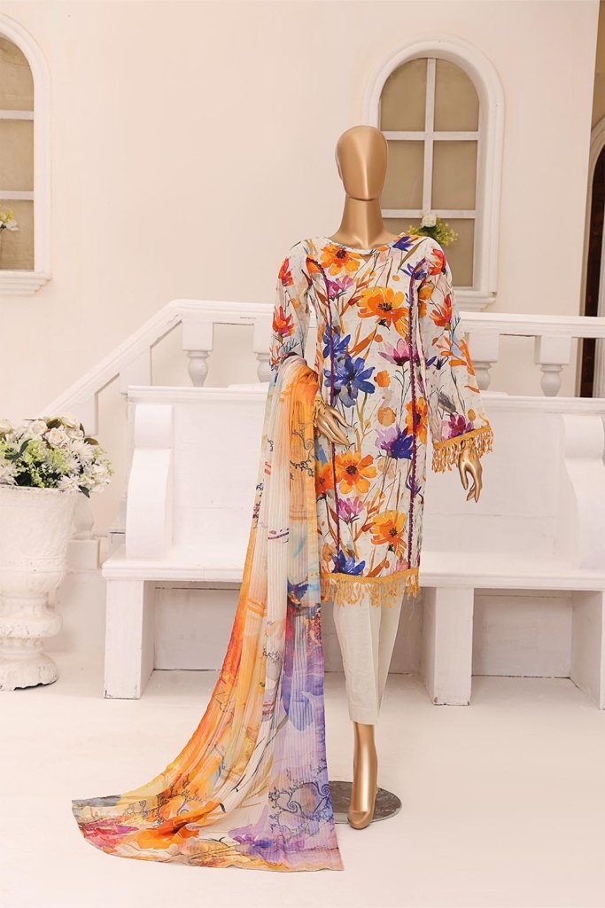 Dr Print Vol 11 Unstitched Digital Printed Broshia Lawn With Digital Printed Bamber Chiffon Duppata DPR-042