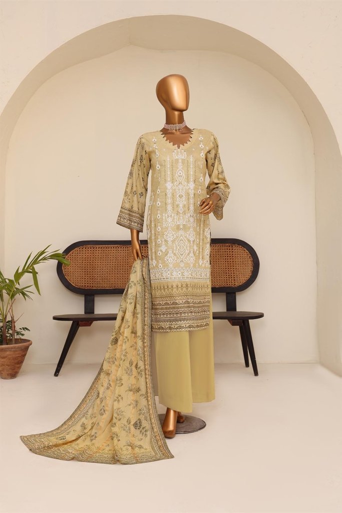Ever Green Unstitched Digital Printed Lawn With Embroidered Shirt With Digital Printed Diamond Duppata EVR-008