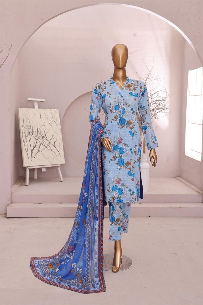 Dr Print Vol 13 Unstitched Digital Printed Doriya Lawn With Digital Printed Bamber Chiffon Duppata DPR-061