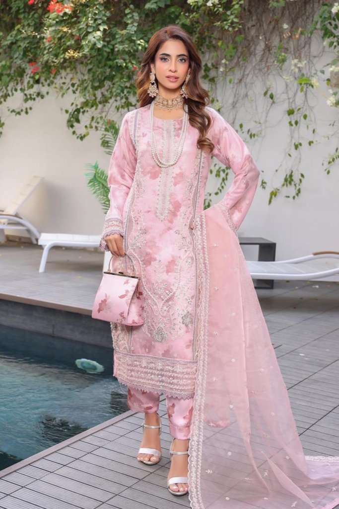 Kahf Semi Stitched Luxury Collection With Adda Takai Hand Embllishment On Shirt Complimentary Clutch  KAH-004