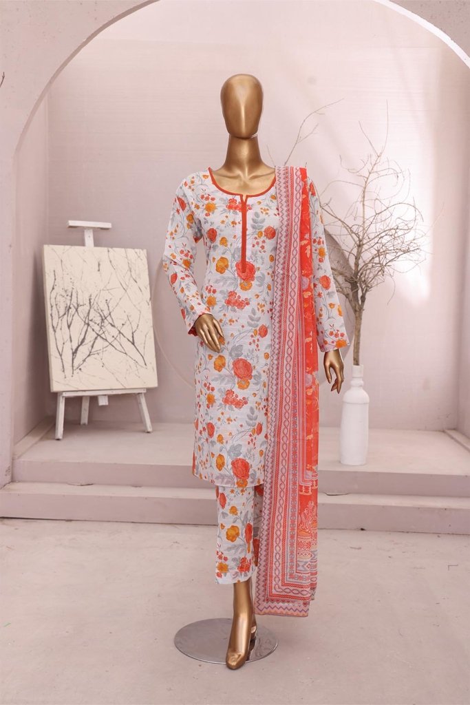 Dr Print Vol 13 Unstitched Digital Printed Doriya Lawn With Digital Printed Bamber Chiffon Duppata DPR-059