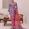 3D Daman Kari Vol 2 Unstitched Digital Printed Lawn With Embroidered Hemline With Digital Printed Voil Duppata DAM-011