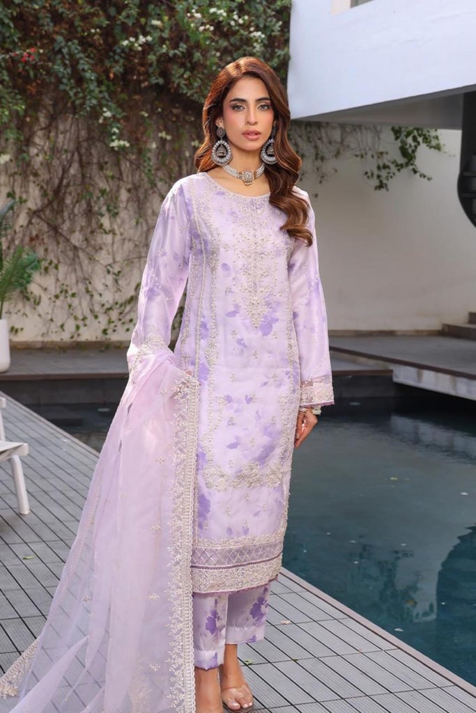 Kahf Semi Stitched Luxury Collection With Adda Takai Hand Embllishment On Shirt Complimentary Clutch  KAH-005