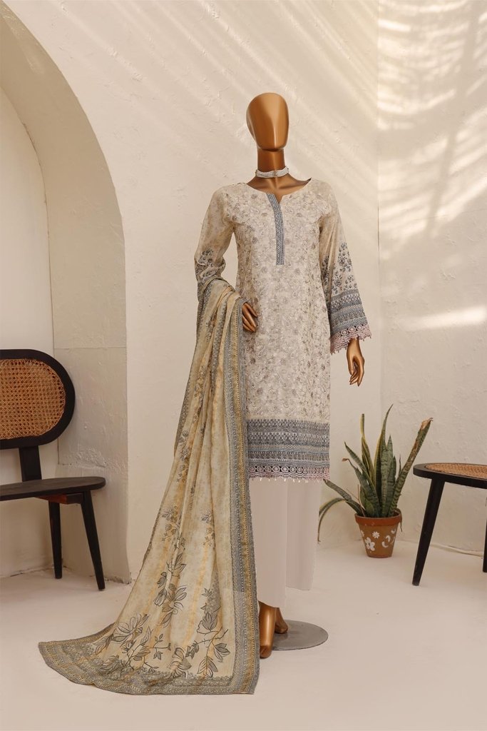 Ever Green Unstitched Digital Printed Lawn With Embroidered Shirt With Digital Printed Diamond Duppata EVR-002