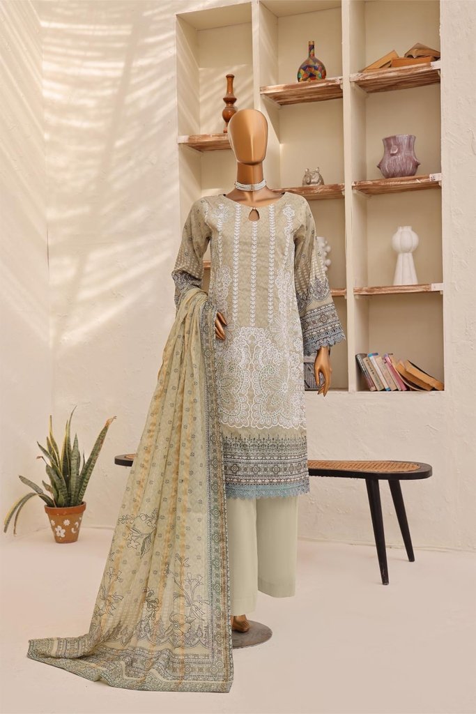 Ever Green Unstitched Digital Printed Lawn With Embroidered Shirt With Digital Printed Diamond Duppata EVR-003