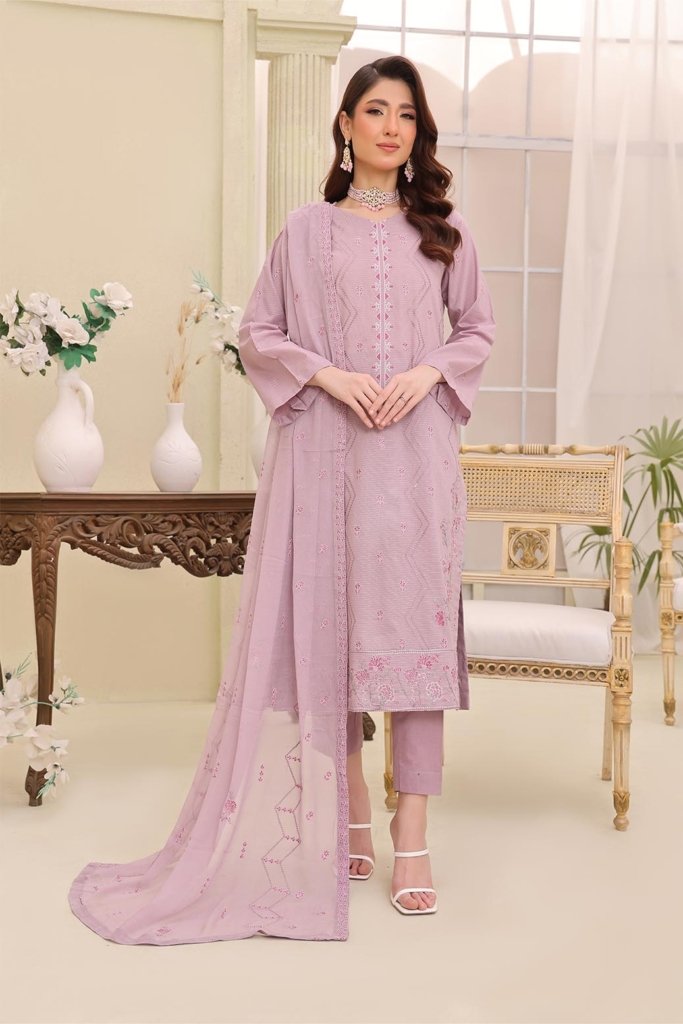 Traddition Unstitched Embroidered Doriya Lawn Shirt With Fancy Bamber Chiffon Duppata TRA-004