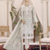 Pearl White Vol-2 Unstitched Digital Printed Lawn With Embroidered Front & 2 Side Scalloped Printed Voil Duppata PEA-020