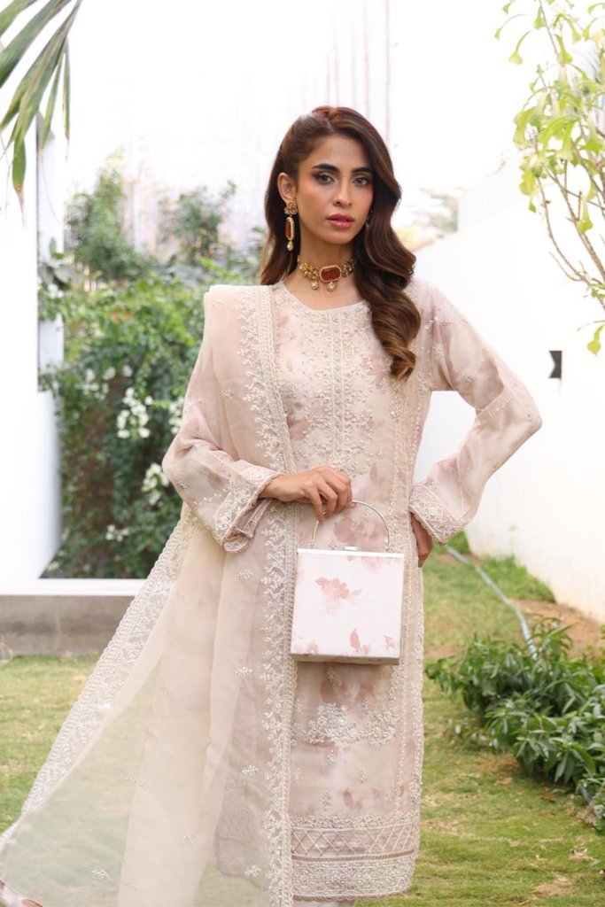 Kahf Semi Stitched Luxury Collection With Adda Takai Hand Embllishment On Shirt Complimentary Clutch  KAH-007