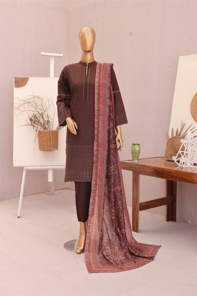 Heeriye Stitched Schiffli Shirt & Pants With Fancy Digital Printed Dupatta HER-001