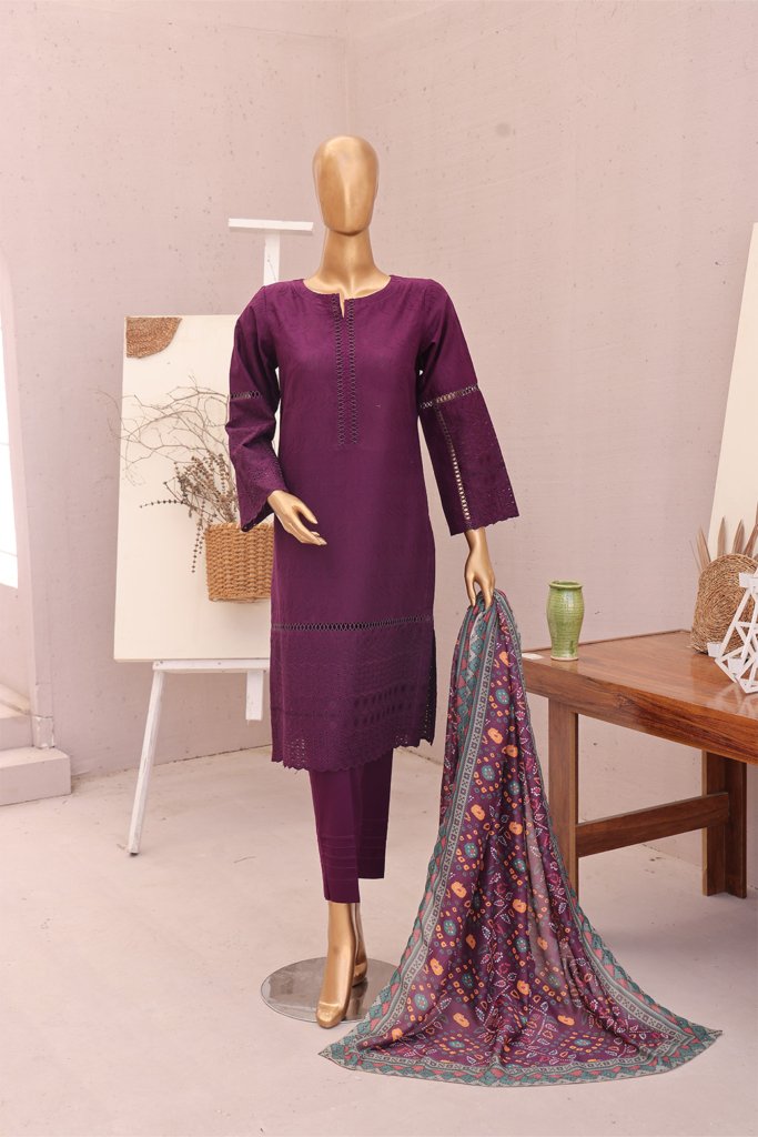 Heeriye Stitched Schiffli Shirt & Pants With Fancy Digital Printed Dupatta HER-002