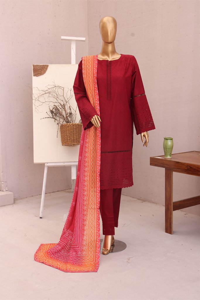 Heeriye Stitched Schiffli Shirt & Pants With Fancy Digital Printed Dupatta HER-004