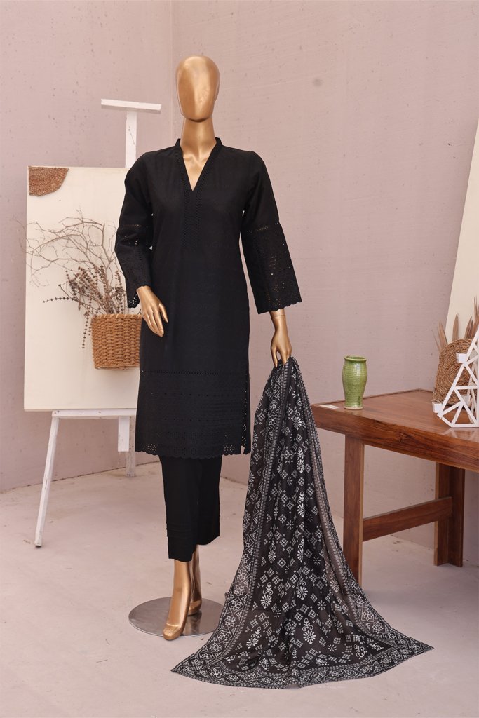 Heeriye Stitched Schiffli Shirt & Pants With Fancy Digital Printed Dupatta HER-006
