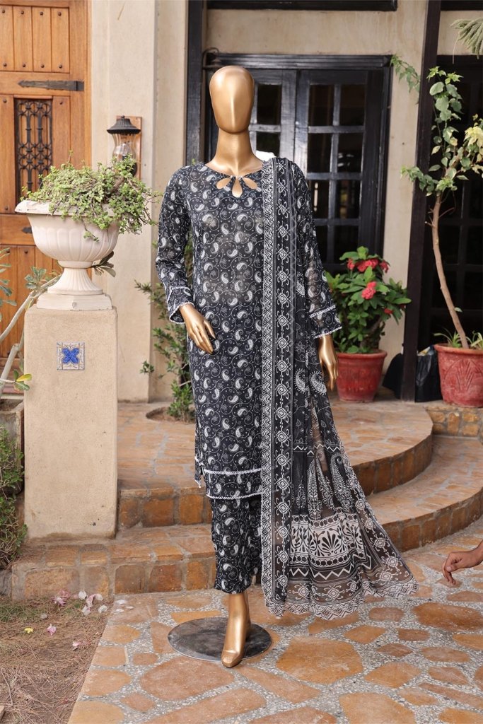 Dr Print Vol 12 Unstitched Digital Printed Doriya Lawn With Digital Printed Bamber Chiffon Duppata DPR-048