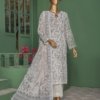 Pearl White Vol-3 Unstitched Digital Printed Lawn With Embroidered Front & 2 Side Scalloped Printed Voil Duppata PEA-023