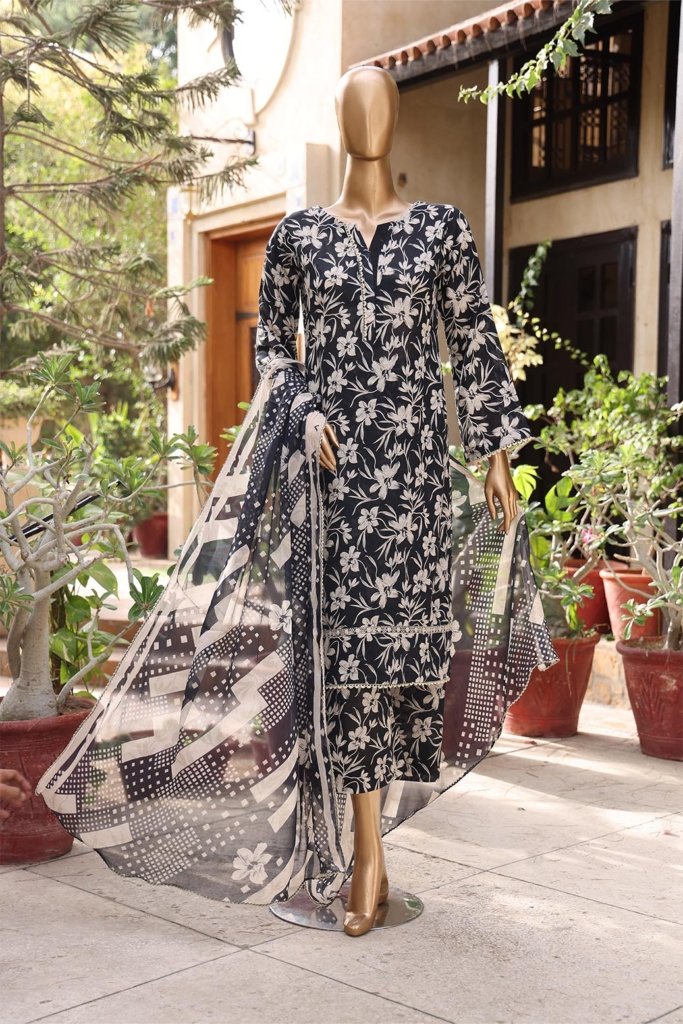 Dr Print Vol 12 Unstitched Digital Printed Doriya Lawn With Digital Printed Bamber Chiffon Duppata DPR-050