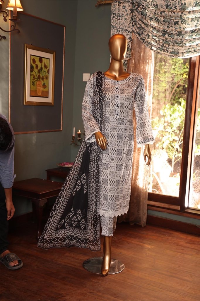 Dr Print Vol 12 Unstitched Digital Printed Doriya Lawn With Digital Printed Bamber Chiffon Duppata DPR-052
