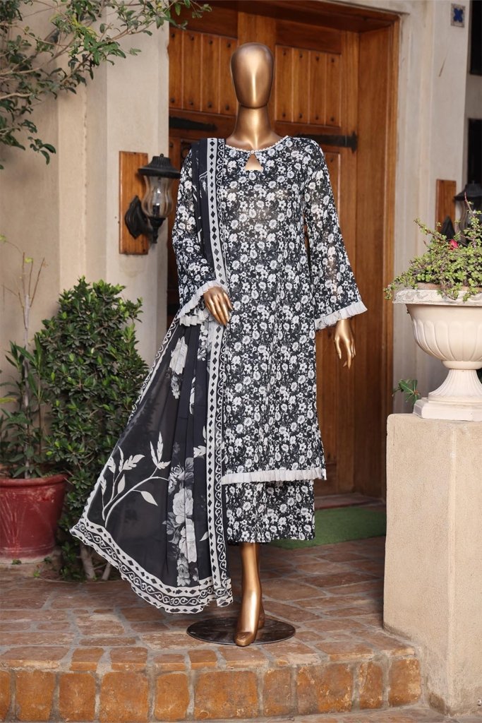Dr Print Vol 12 Unstitched Digital Printed Doriya Lawn With Digital Printed Bamber Chiffon Duppata DPR-047