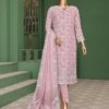 Pearl White Vol-3 Unstitched Digital Printed Lawn With Embroidered Front & 2 Side Scalloped Printed Voil Duppata PEA-027
