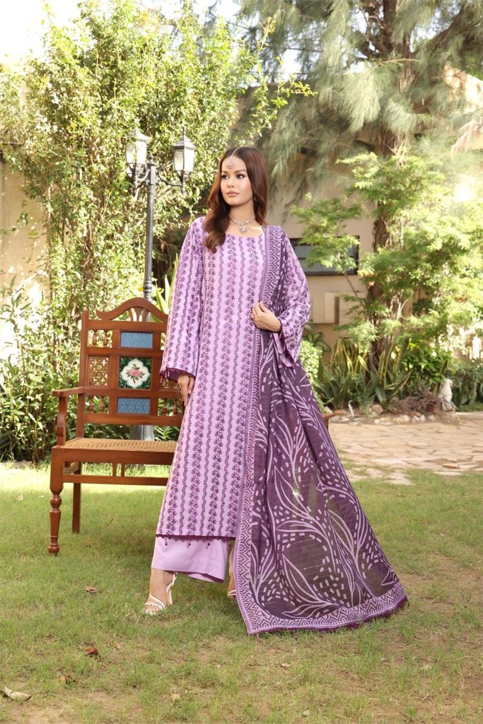 Mizka Unstitched dyed Slub Shirt With All Overe Schiffli With Sequins MONARCH Duppata MIZ-006