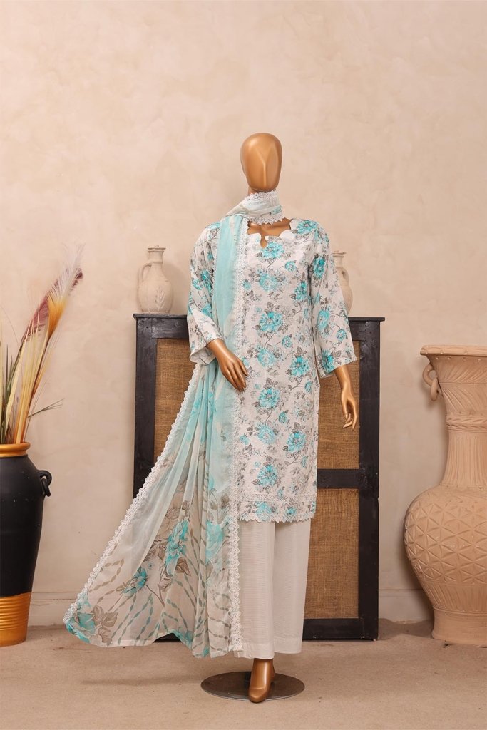 Diamond White Unstitched - 3 Piece - VOL-1 - DIA-001