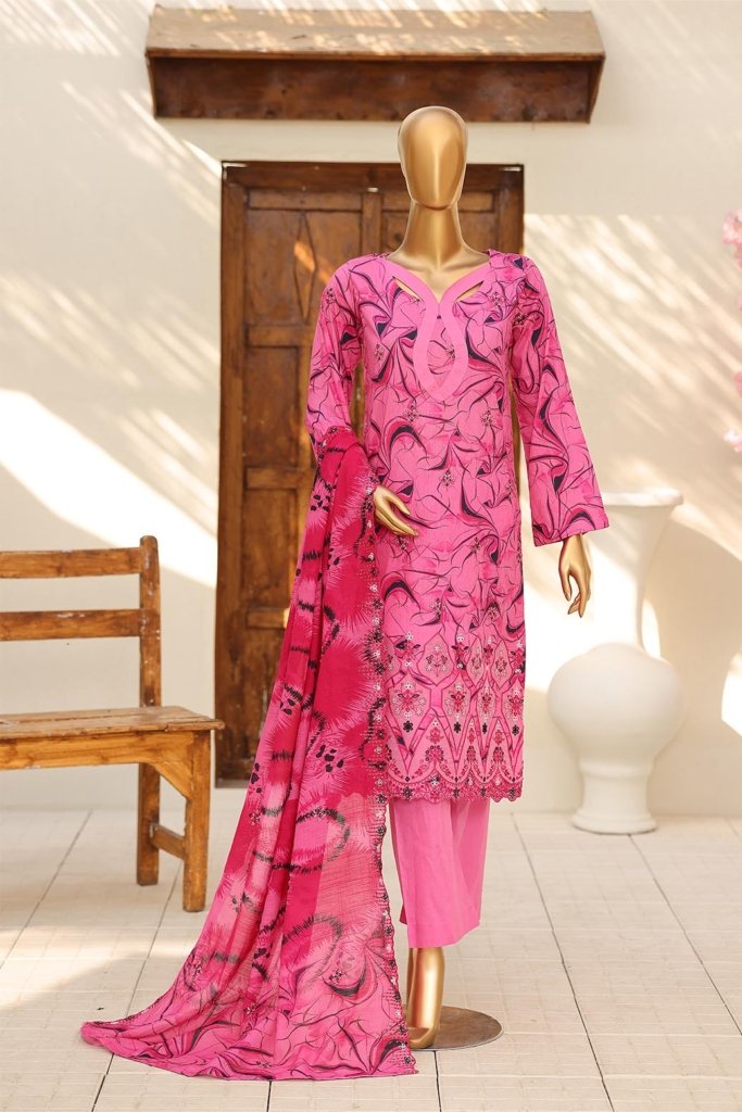 4D Daman & Cutwork Kari Unstitched - 3 Piece - DAM-001