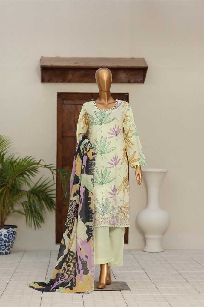 4D Daman & Cutwork Kari Unstitched - 3 Piece - DAM-002