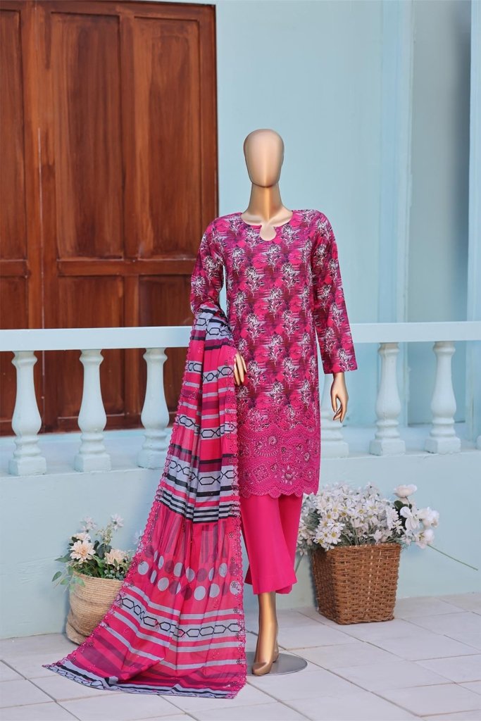 4D Daman & Cutwork Kari Unstitched - Vol-2 - 3 Piece - DAM-009