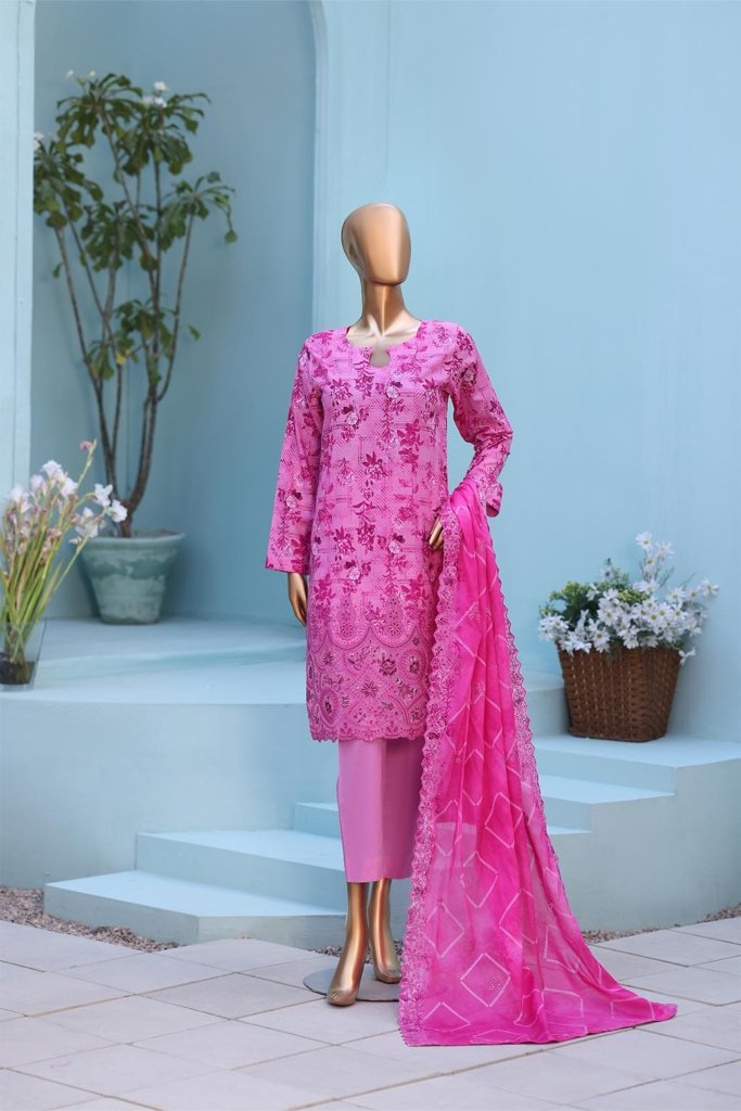 4D Daman & Cutwork Kari Unstitched - Vol-2 - 3 Piece - DAM-010