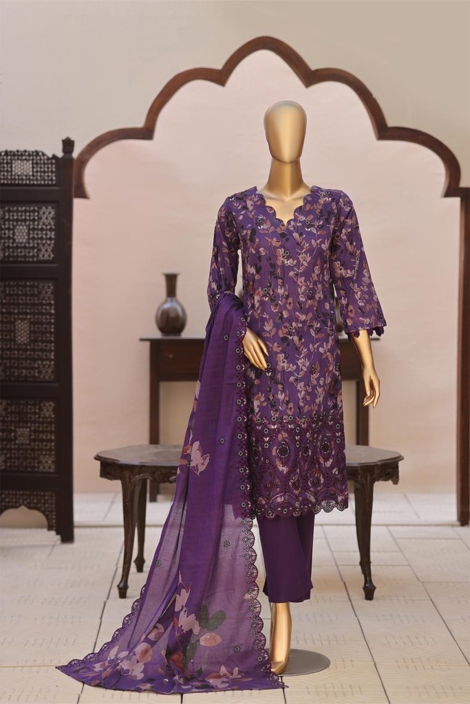 4D Daman & Cutwork Kari Unstitched - Vol-3 - 3 Piece - DAM-019