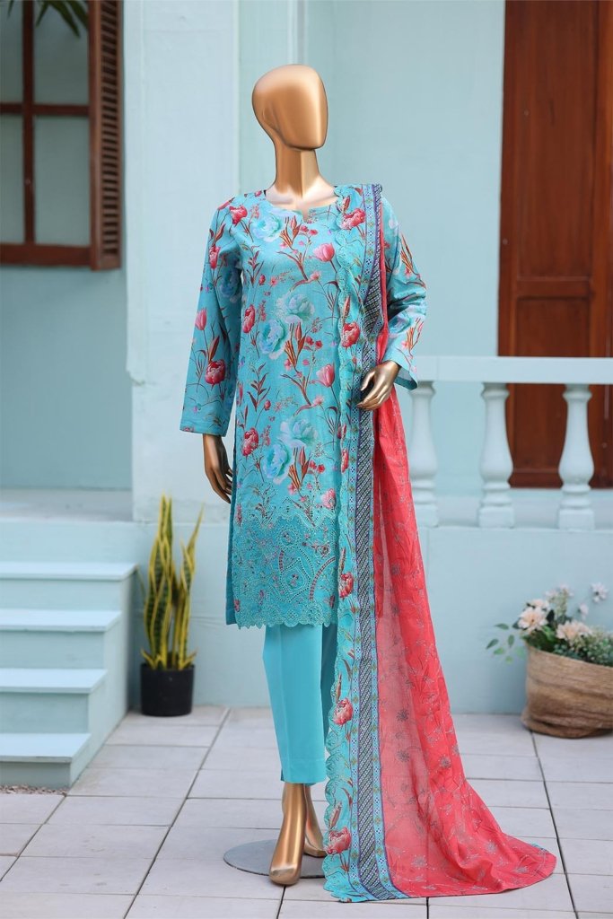 4D Daman & Cutwork Kari Unstitched - Vol-2 - 3 Piece - DAM-014