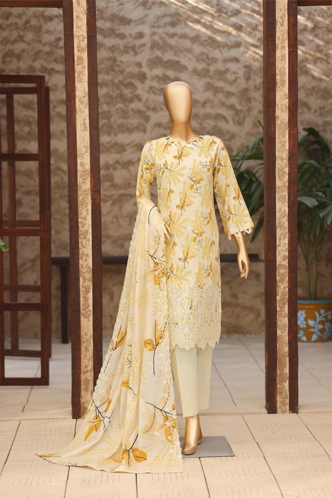 4D Daman & Cutwork Kari Unstitched - Vol-3 - 3 Piece - DAM-021