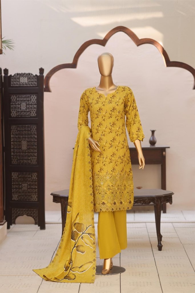 4D Daman & Cutwork Kari Unstitched - Vol-3 - 3 Piece - DAM-022