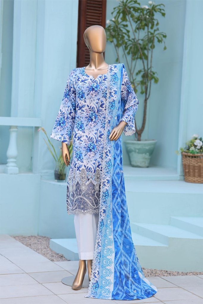 4D Daman & Cutwork Kari Unstitched - Vol-2 - 3 Piece - DAM-008