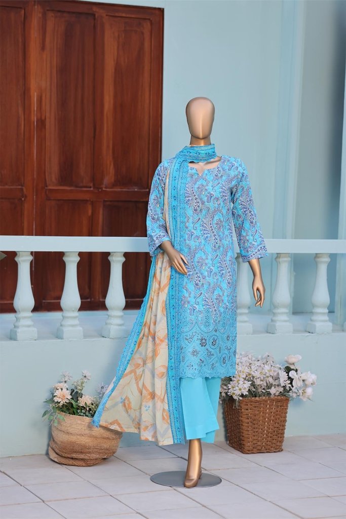 4D Daman & Cutwork Kari Unstitched - Vol-2 - 3 Piece - DAM-015