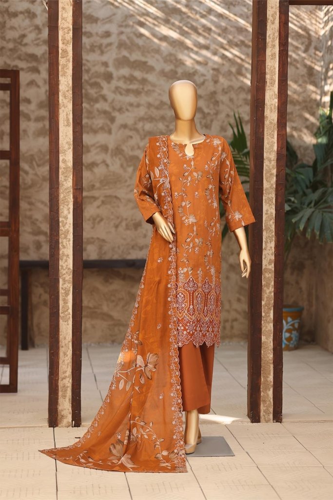 4D Daman & Cutwork Kari Unstitched - Vol-3 - 3 Piece - DAM-023