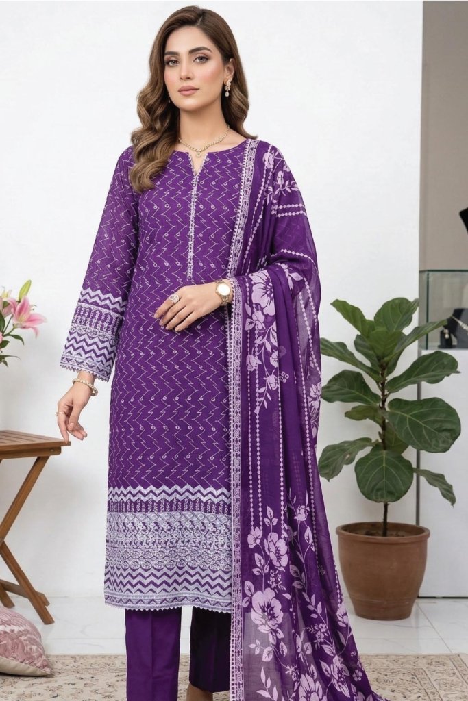 Dr Daily Wear Unstitched - 3 Piece - DDW-009