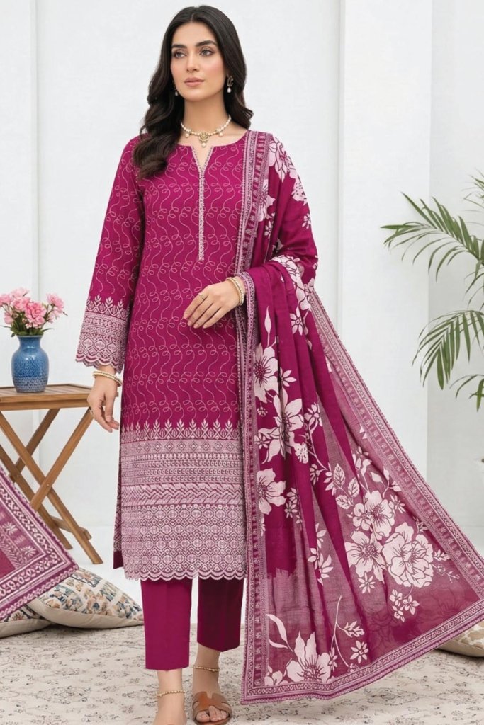 Dr Daily Wear Unstitched - 3 Piece - DDW-006